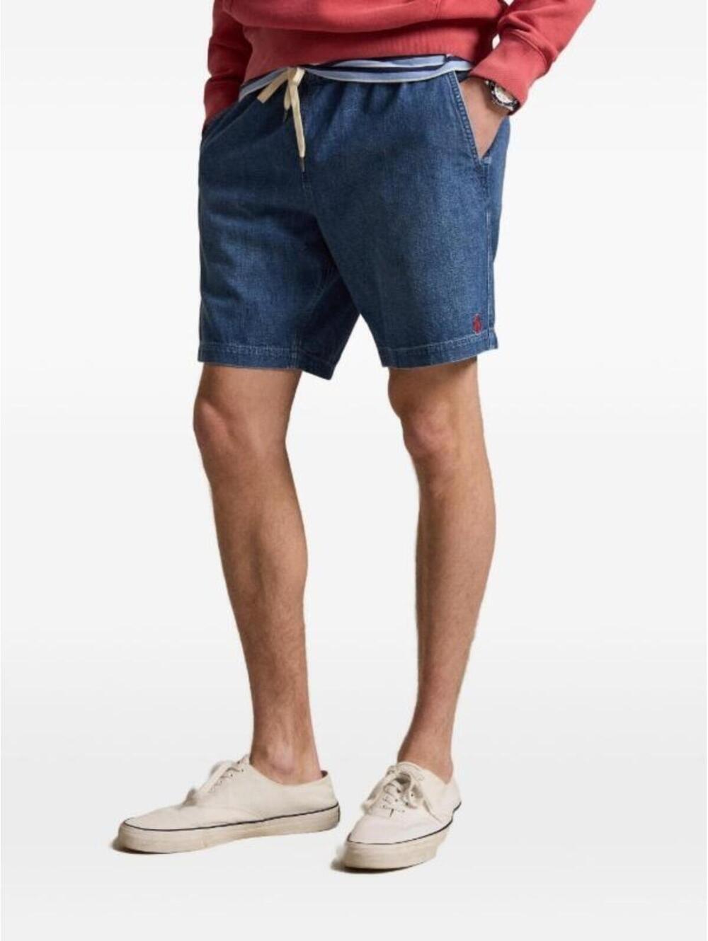 $131 Polo Ralph Lauren Prepster Denim Shorts Mens L Blue Drawstring Pony NWOT